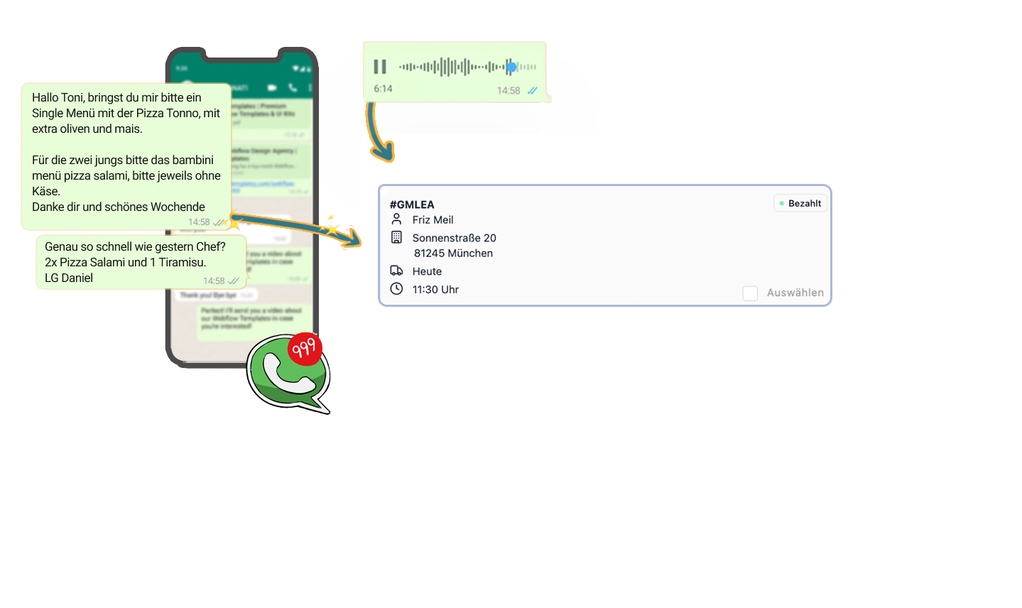 Screenshot orderbro Admin App Anfrage
